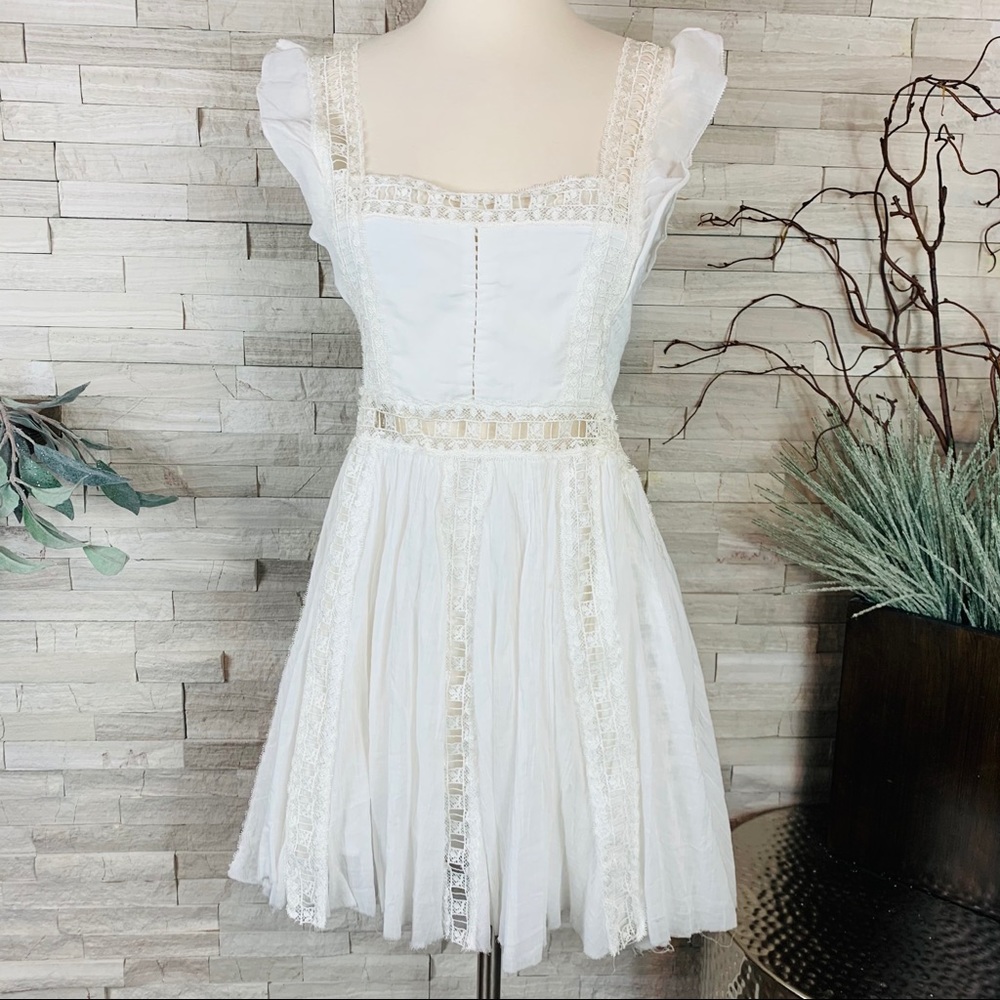 Free People NWT Ivory Verona Lace Cut Out Dress - Picture 3 of 14